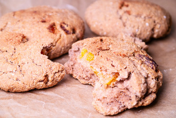 chocolate oatmeal cookies with dried apricots broken