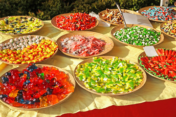 Colorful candies for sale outdoor