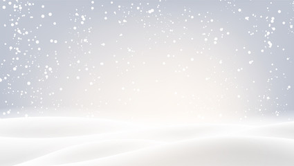 Grey background with winter landscape and snow for seasonal, Christmas and New Year design.