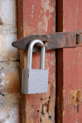 padlock on old door