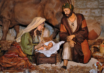 Krippendarstellung Maria und Josef mit Jesuskind