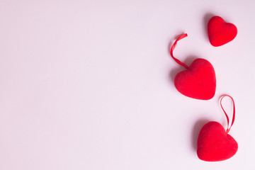 Valentines day concept, red decorate heart on sweet pink background design for greeting card