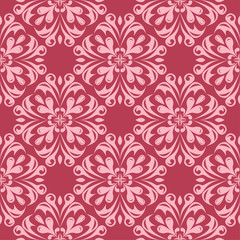 Fototapeta premium Floral seamless design on red background