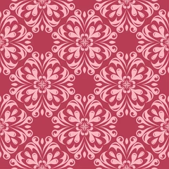 Fototapete Floral seamless design on red background © Liudmyla