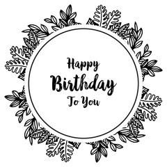 card happy birthday with floral hand draw vector