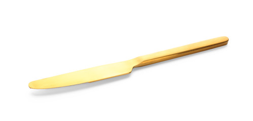 Golden knife on white background