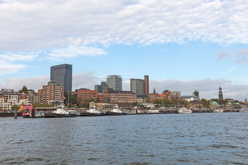 Obraz premium View of the St. Pauli Piers, one of Hamburg's major tourist attractions. Hamburg, Germany.