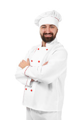Male chef on white background