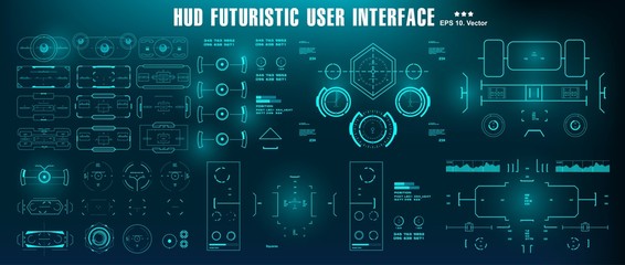 Sci-fi futuristic hud dashboard display virtual reality technology screen. HUD futuristic blue user interface