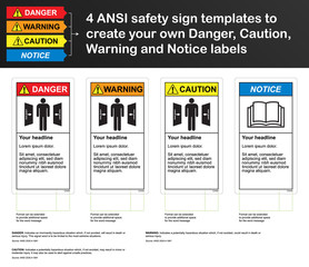 ANSI safety sign template to create your own Danger, Caution, Warning and Notice labels