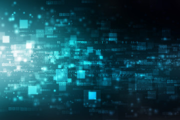 Binary Code Background, Digital Abstract technology background, flowing number one and zero text in binary code format in technology background
