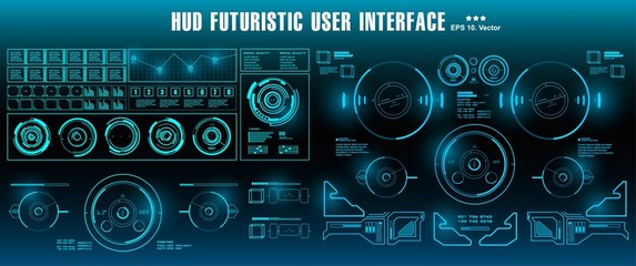 Sci-fi futuristic hud dashboard display virtual reality technology screen. HUD futuristic blue user interface