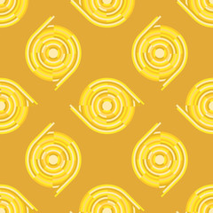 Abstract seamless pattern from geometrical figures.An ornament from circles of yellow color.Design element textile prints and t-shirts and bed linen and brown paper of wallpaper and prints on fabric
