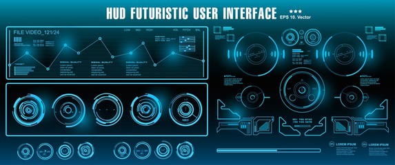 Sci-fi futuristic hud dashboard display virtual reality technology screen. HUD futuristic blue user interface