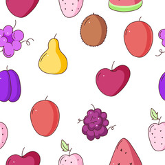 Fruits seamless pattern. Vector seamless pattern with fruits. Fruits background.