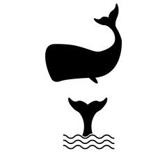 Whale icon, logo, on a white background