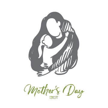 Mother's day, family time, adoption, family concept. Hand drawn isolated vector.