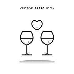 Wine valentines day vector icon