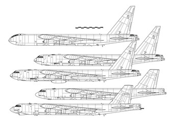 Combat aircraft. Boeing В-52 STRATOFORTRESS. Outline drawing