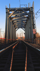 Fototapeta premium Railroad bridge rails train river beautuful 