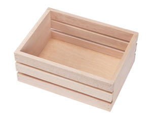 Wooden container, top view, isolated on white background. 