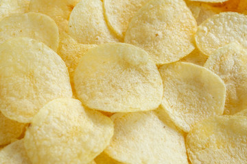 crispy potato chips snack texture background top view