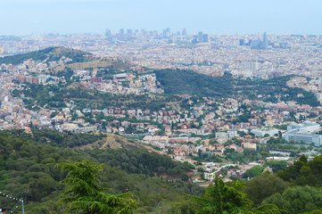 City view from Tibidabo in Barcelona, Spain on June 22, 2016