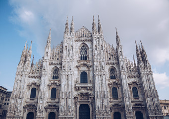 Fototapeta premium Milan Cathedral church - italy lombardy - cloudy day.