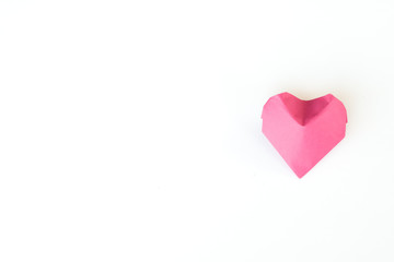 Valentines day concept, red paper hearts on white background with copy-space