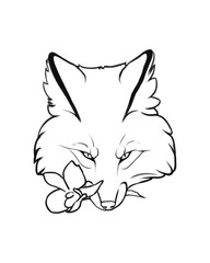 Fox with a flower
