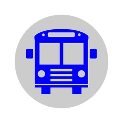 Blue school bus in a circle icon