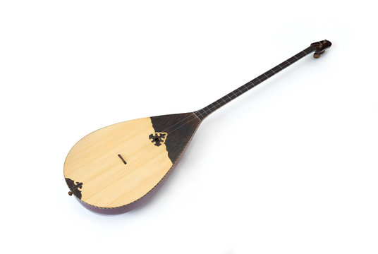 Kazakh national musical instrument dombyra isolated on white background
