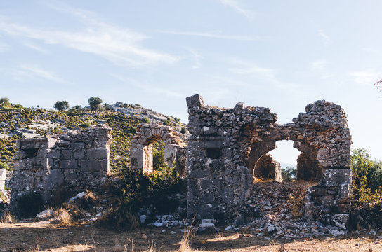 Ruins of ancient tombs Sidyma in Turkey