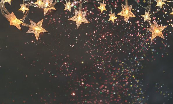 Christmas backgroud, stars with bokeh