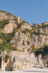 Myra Rock Tombs, ruins of the anceint necropolis, Demre, Antalya Province, Lycia, Anatolia, Turkey,