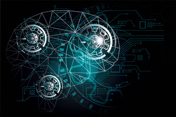 science Big data visualization. Futuristic Artificial intelligence . Cyber mind aesthetic design concept.