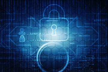 2d illustration Safety concept: Closed Padlock on digital background