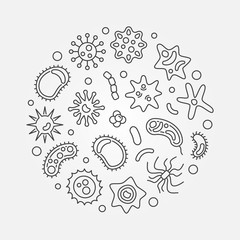 Bacterium round vector microbiology concept illustration made with microorganism outline icons
