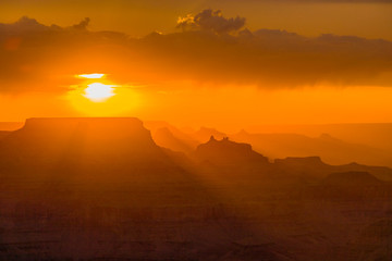 Sunset at Grand Canyon seen from Desert view point, South rim