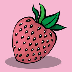 Strawberry. Vector illustration of an icon, logo a strawberry . Hand drawn strawberry.