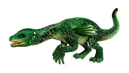 3D Rendering Fairy Tale Dragon on White