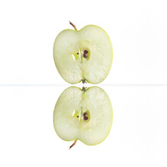 cut Apple closeup on white background