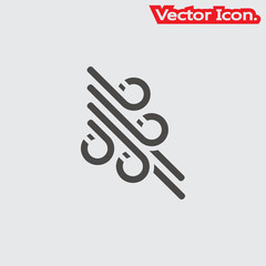 Wind icon isolated sign symbol and flat style for app, web and digital design. Vector illustration.