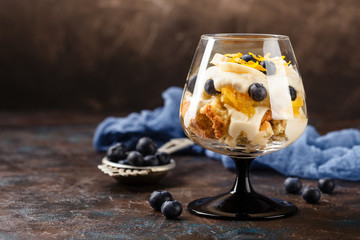Healthy layered dessert trifle