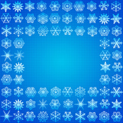 Blue christmas background with snowflakes