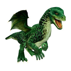3D Rendering Fairy Tale Dragon on White