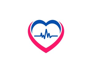 Heart Pulse People Color Flat Logo Icon Design