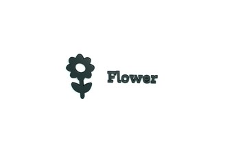 3D illustration of Flower, dark color and dark text with light background.