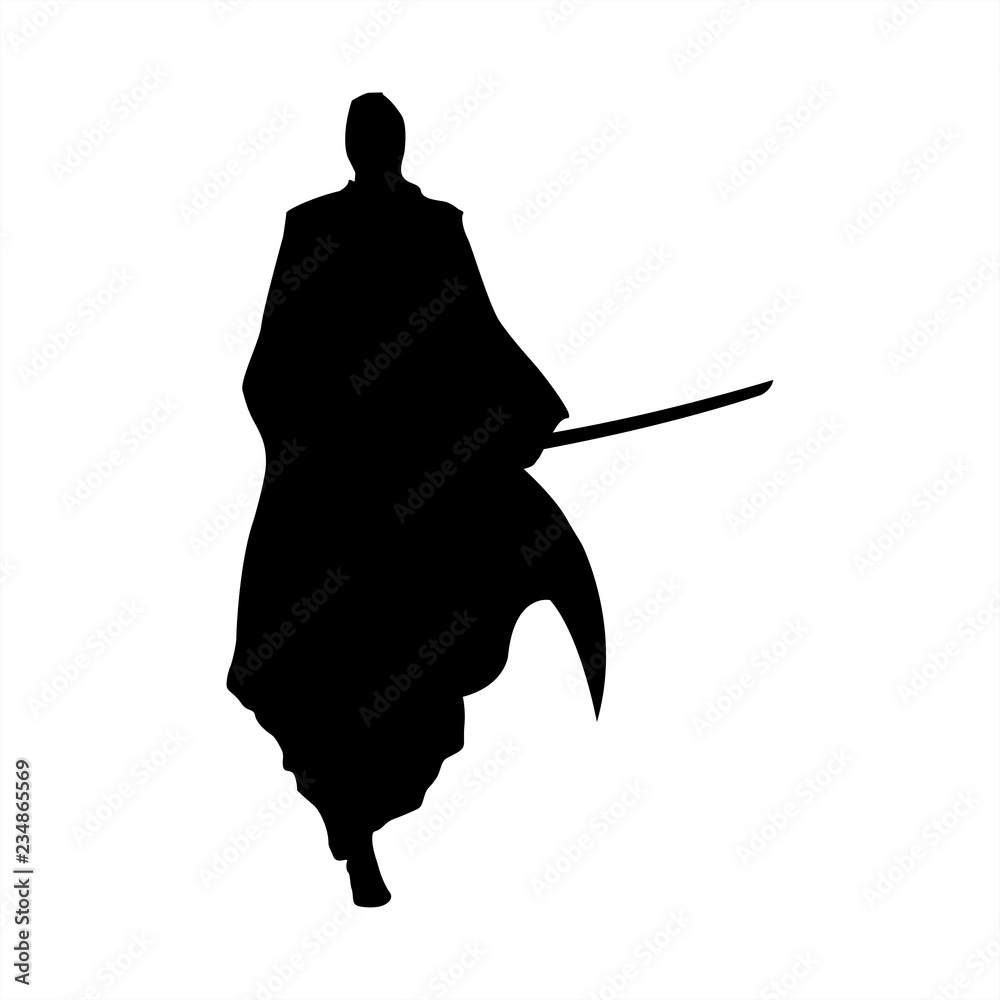 Wall mural samurai silhouette warrior sword ninja japanese katana