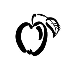 Apple vector sketch icon isolated on background. Hand drawn ink brush illustration. Icon for infographic, website or app